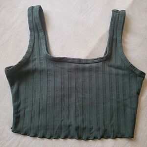 Offline by Aerie Green Ribbed Crop Top Size XS